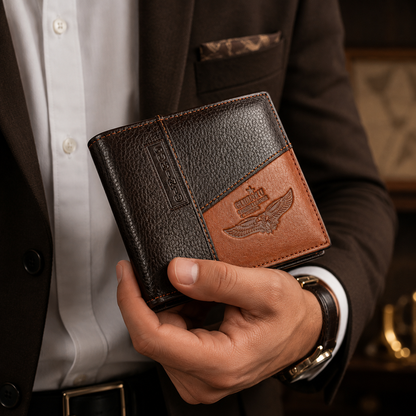Portefeuille en cuir GENTELUXIO™ Imperial Eagle – Bifold avec fermeture éclair et compartiment à monnaie