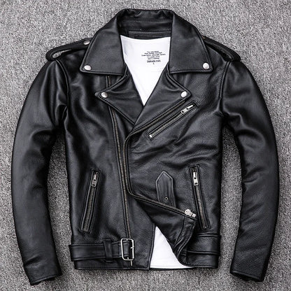 GENTELUXIO™ Regent Moto Leather Jacket – Premium Asymmetrical Cowhide Biker Coat