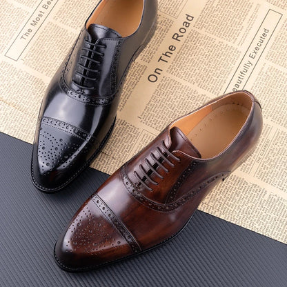 GENTELUXIO™ Windsor Brogue Oxfords – Chaussures Habillées en Cuir Véritable de Qualité Supérieure