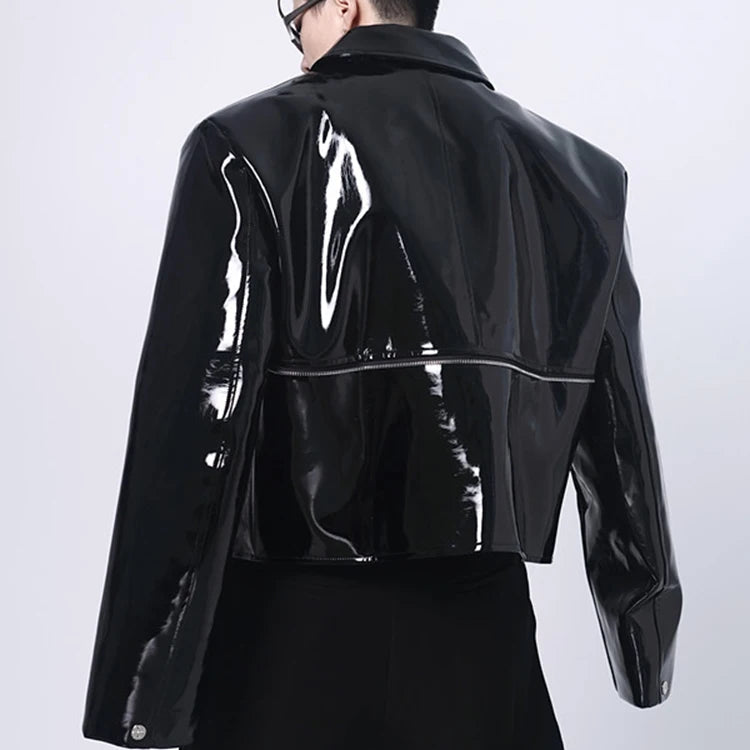 Blouson en cuir verni GENTELUXIO™ Eclipse – Manteau de motard brillant de qualité supérieure