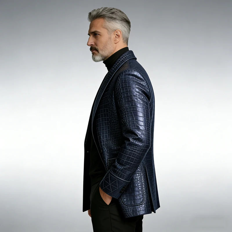 Veste de smoking GENTELUXIO™ Royal Croc – Veste de luxe en cuir à un bouton