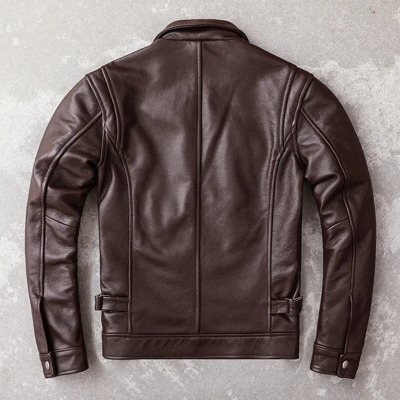 GENTELUXIO™ Heritage Slim-Fit Men’s Genuine Cowhide Leather Jacket