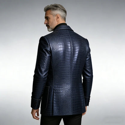Veste de smoking GENTELUXIO™ Royal Croc – Veste de luxe en cuir à un bouton