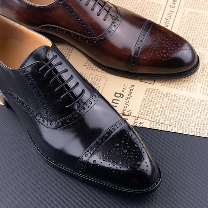 GENTELUXIO™ Windsor Brogue Oxfords – Chaussures Habillées en Cuir Véritable de Qualité Supérieure