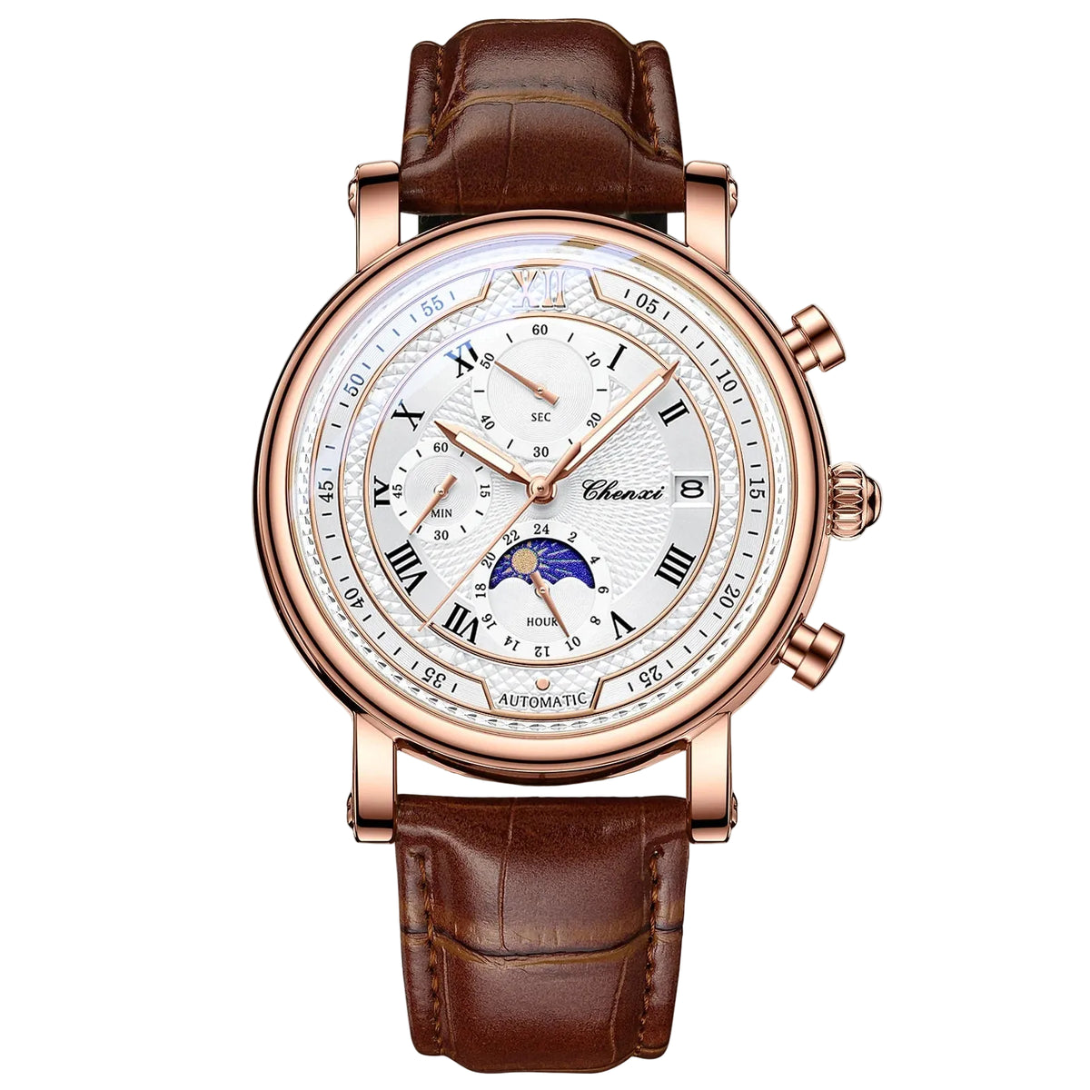 Chenxi 976 Tsuki Lunar Chronograph Leather Strap Men’s Watch