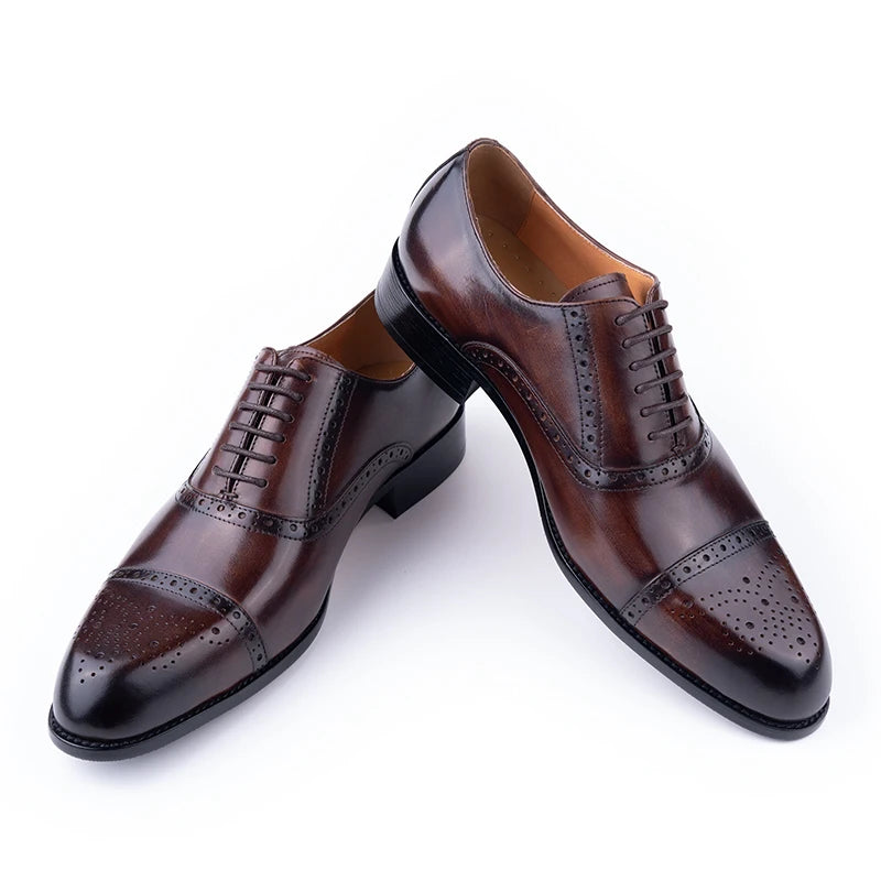 GENTELUXIO™ Windsor Brogue Oxfords – Chaussures Habillées en Cuir Véritable de Qualité Supérieure