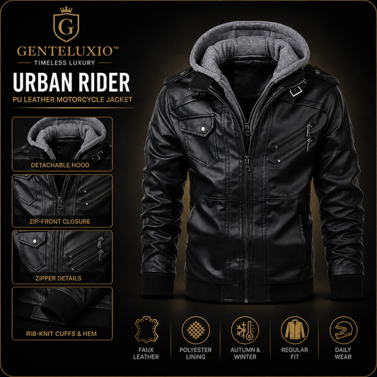 Blouson moto en cuir PU GENTELUXIO™ Urban Rider pour homme