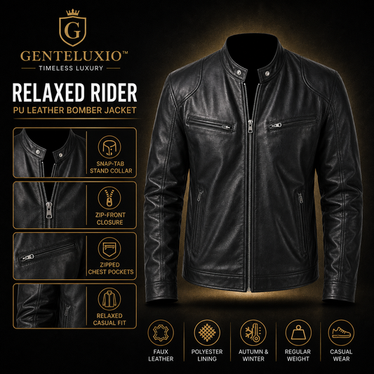 GANTELUXIO™ Blouson bombardier décontracté en cuir PU pour homme